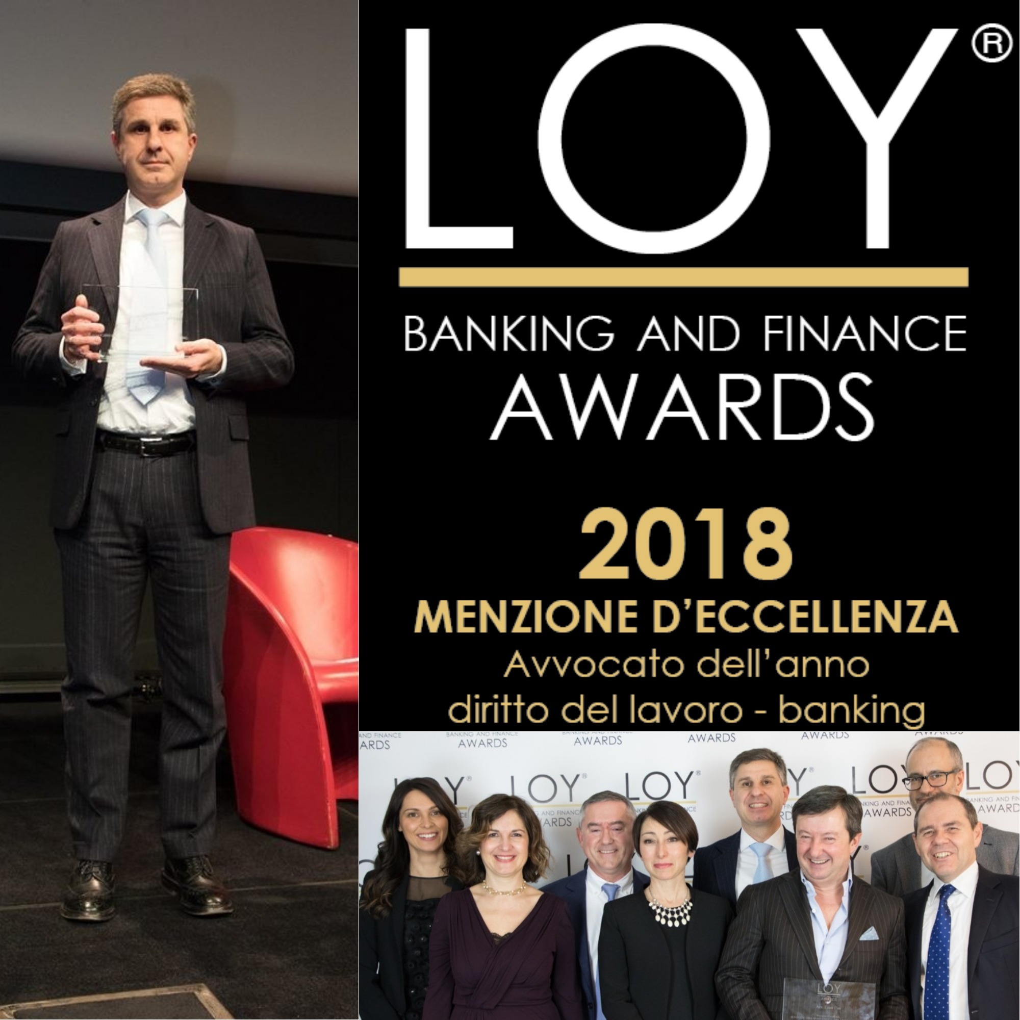 Loy Banking & Finance AWARDS 2018: l'avv. Enzo Pisa "Avvocato dell'anno diritto del lavoro-banking"