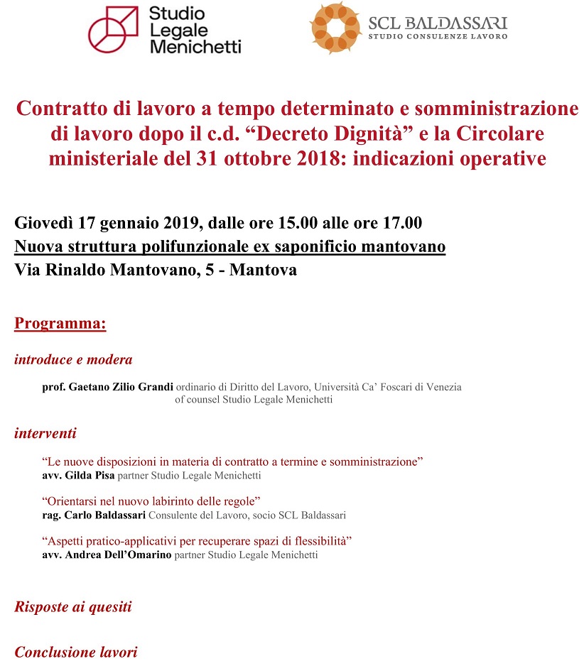 Workshop 17.01.2019: the fixed-term employment contracts and administration after the recent legislative reforms